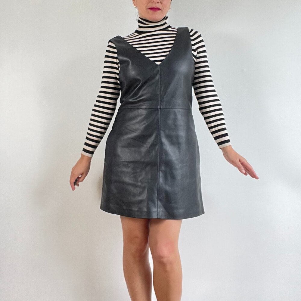 Pre-Loved MANGO Faux Leather Black Mini dress - Size S